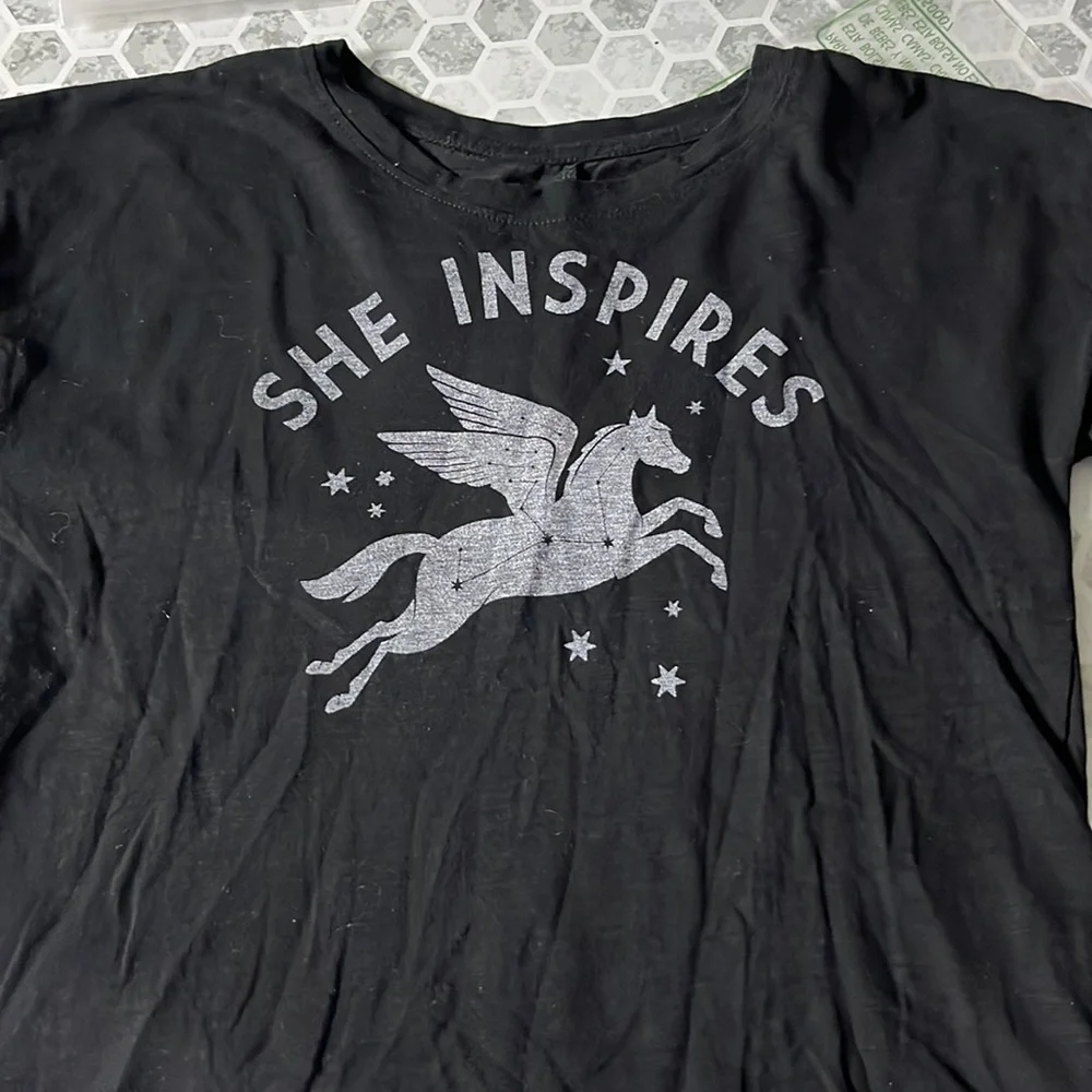 Old Navy Large Youth She Inspires Unicorn Puff Sleeve Long Sleeve Blouse